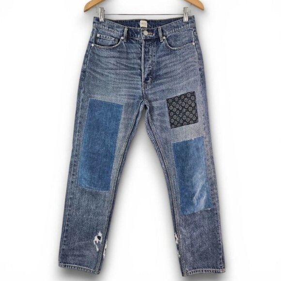 La Vie Rebecca Taylor Denim - La Vie Rebecca Taylor Jeans Sz 29 Boho Patchwork Denim Straight Leg Button Fly